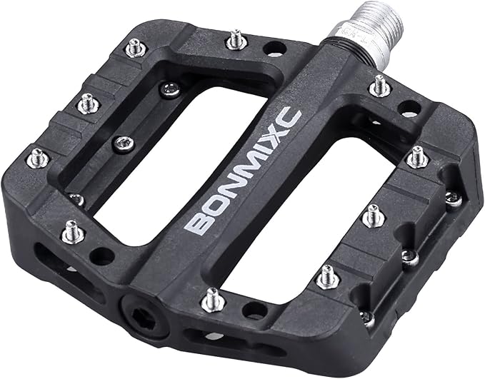 Mountain Bike Pedals Nylon Lightweight MTB Pedals Non-Slip Bicycle Pedals Large Platform Sealed Bearing 9/16” Thread