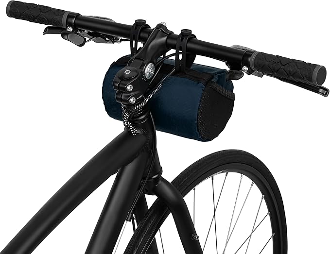 Handlebar Bike Bag – Water-Resistant Hard Shell with Quick-Access Zipper, Side Mesh Pockets, and Spacious Storage – Ideal for Cycling, Commuting, and Adventure Rides (Navy Blue)