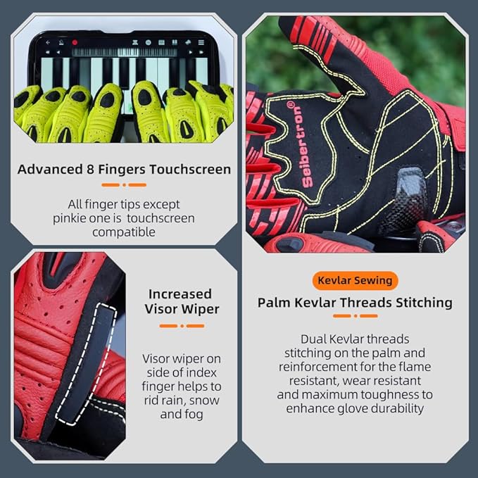 Seibertron SPS Series Touchscreen Motorcycle Motocross BMX ATV MTB Bicycle Cycling Full or Half Finger Gloves Adult and Youth