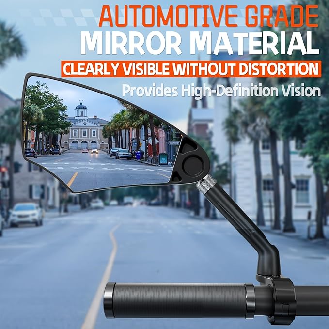 WEST BIKING Anti-Glare Handlebar Bike Mirror - Bike Rear View Mirror With Retractable & 360 ° Adjustable Lens, Foldable Bicycle Mirror For 20-26mm Handlebar（Left-A）