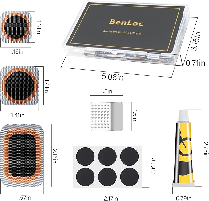 Bike Tire Repair Kit - Bycicle Inner Tube Puncture Patch Kits with 32PCS Vulcanizing Patches,Metal Rasp, for Motorcycle BMX Cycling MTB Road Mountain Bicycle