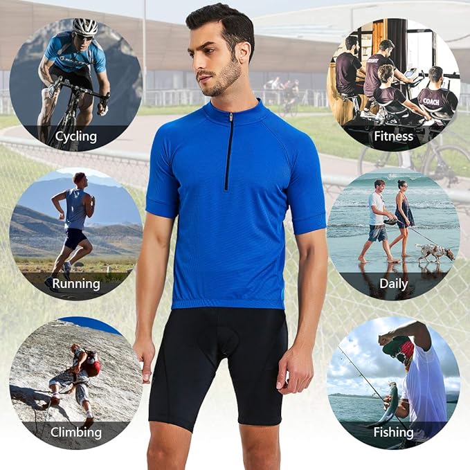 CATENA Men's Cycling Jersey Short Sleeve Shirt Running Top Moisture Wicking Workout Sports T-Shirt