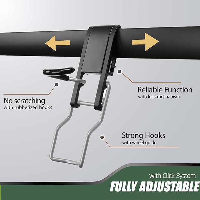 Adjustable Garage Bike Rack 6 hooks– Heavy-Duty Vertical Wall Mount Storage for 3 Bikes & 3 Helmets, Space-Saving Design, 750 lbs Weight Capacity