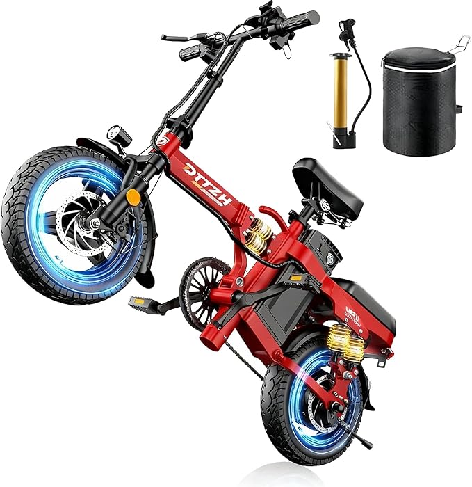 A12 Foldable Ebike for Adults, 2000W/1000W, 40/28MPH, 52V 25Ah, 48V 15Ah, Keyless Ignition, 60-80 Miles Range Folding Electric Bike, 14" Commuter Adult Electric Bicycle, UL2849 Certified E Bike