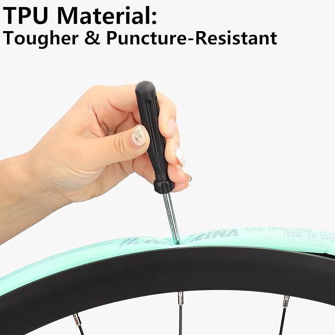 2-Pack TPU Bike Inner Tube 700C x 18-32C with Metal Presta Valve, Ultralight Road Bike Tube, Puncture-Resistant Bicycle Tube for Road, All-Road & Gravel Bikes