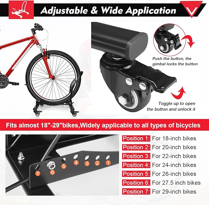 Bike Stand Floor Freestanding Indoor Garage Bike Storage Space-Saving Bicycle Parking Rack for 20"-29" Road Bikes Adjustable