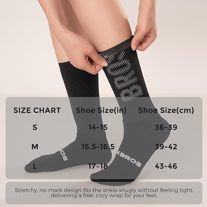 ROCKBROS Cycling Compression Socks,Crew Length,Non-Slip,Breathable&Wicking,Road,Bike Sports and Running for Men Women,3-Packs