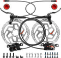 MT200 E-Bike Hydraulic Disc Brakes Set, 2-Pin 2-Piston Ebike Hydraulic Brakes Set with 180mm Rotors, Pre-Bled with Mineral Oil Electric Power-Off Hydraulic Brakes for eBike, MTB, Electric Scooters