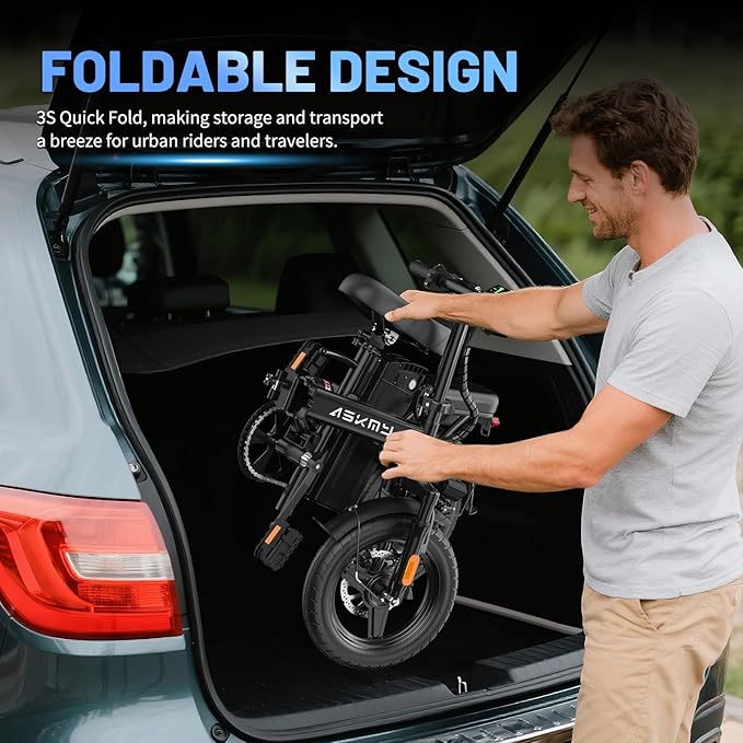 Electric Bike for Adults and Teens, 740W Peak Motor E-Bike with 30-60 Miles PAS Range, 48V 10AH/20AH Removable Battery, 14" Folding Mini Ebike with 20MPH, Electric Bicycle for Commute
