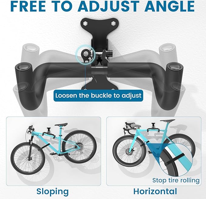 Housolution Bike Wall Mount - [4 Pack] EVA Foam Padded up to 48.5 lbs, Carbon Steel, Valve Mechanism, Heavy-Duty Adjustable Bike Wall Hanger for Road, Mountain and Hybrid Bikes, Garage & Apartment