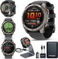 Garmin Fenix 8 Pro, 51mm, AMOLED Display, Premium Multisport GPS Smartwatch, inReach Technology for Emergency Survival, Health Tracking | Titanium/Graphite, Signature Series Power Bundle