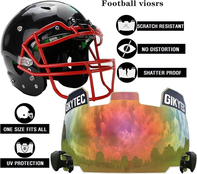 Football Helmet Visor, Scratch Resistant, for Helmet Fits Youth and Adult Football Helmets