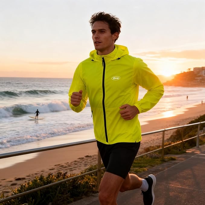 Men's Cycling Jacket Waterproof Windbreaker with Detachable Running Hiking Cycling Vest Packable Rain Coat