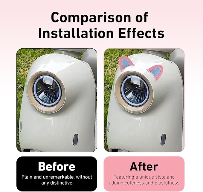 2 PCS Cute Cat Ear Motorcycle Helmet Decoration, Self-Adhesive Wear-Resistant Automotive Helmet Ornament Accessory, Universal for Most Motorcycle Scooter Helmets