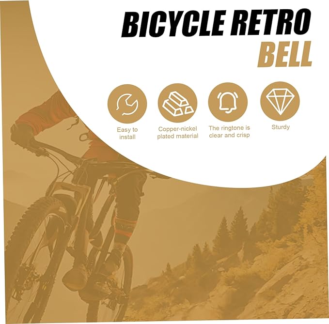 NIDONE Bike Ring Bell for Adult Retro Nickel Plated Copper Golden Bike Bell Replacement Loud & Clear Horn for 22-25mm Handlebar