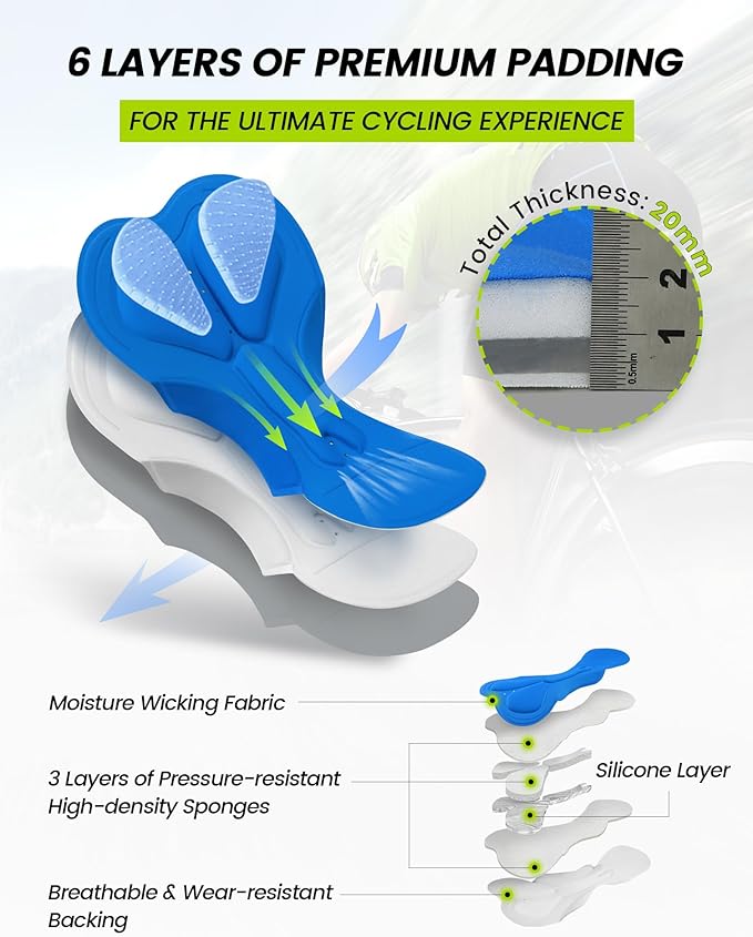Nepest Men’s 4D Padded Mountain Bike Shorts MTB Cycling Biking Bicycle Riding Shorts with Zipper Pockets