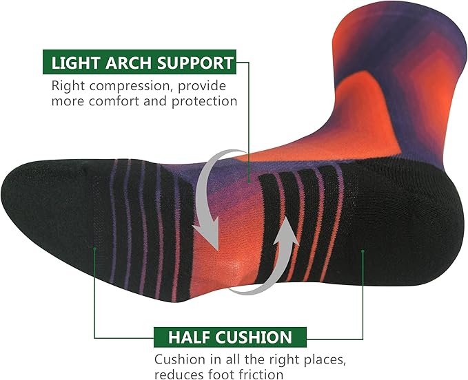 HUSO Hiking Socks Men Women Fashion Novelty Digital Printing Sports Crew Socks 3, 4 Pairs