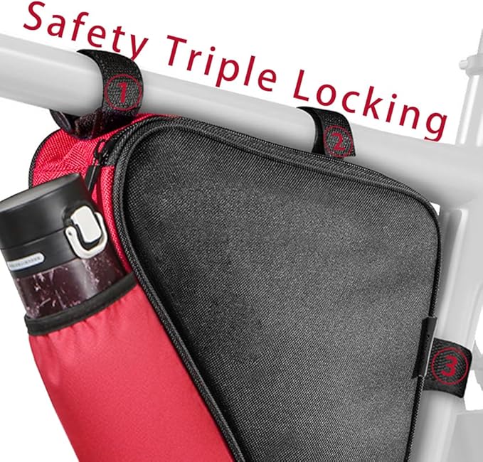 Bike Triangle Bike Bag - Red - Bicycle Accessories for Adult Bikes，Water Bottle Pocket， Waterproof