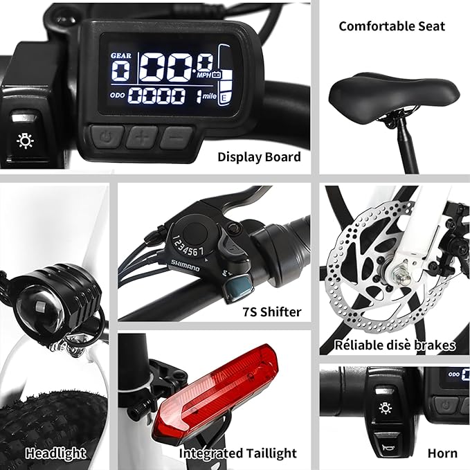20" Folding Electric Bike for Adults, 850W Lightweight Foldable Ebike, 4lbs,60+ Mile Range, 25mph Top Speed, Fat Tire Electric Bicvcle