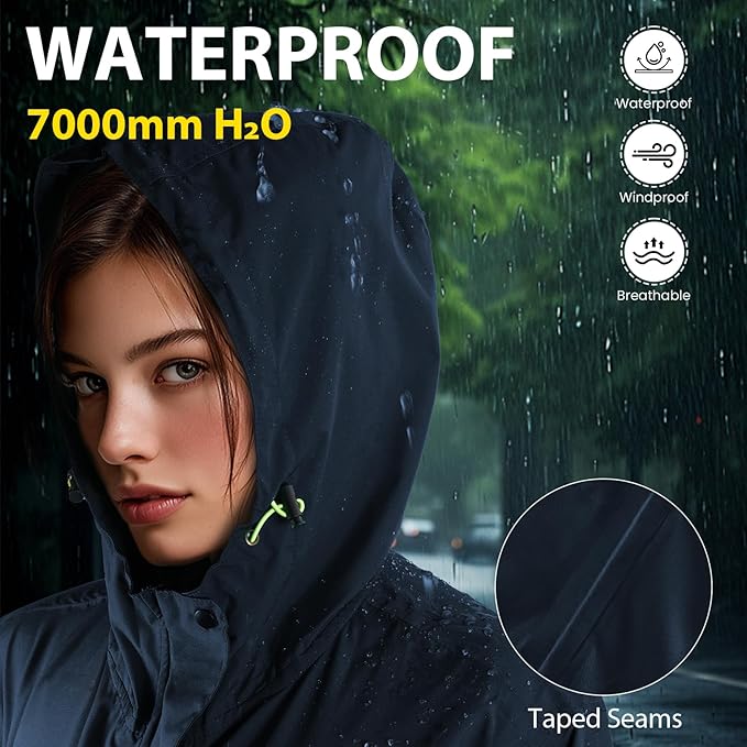 SOPPY Rain Jacket Women Waterproof Jacket With Hood Lightweight Raincoat with Pockets Windbreaker Breathable Rain Coats