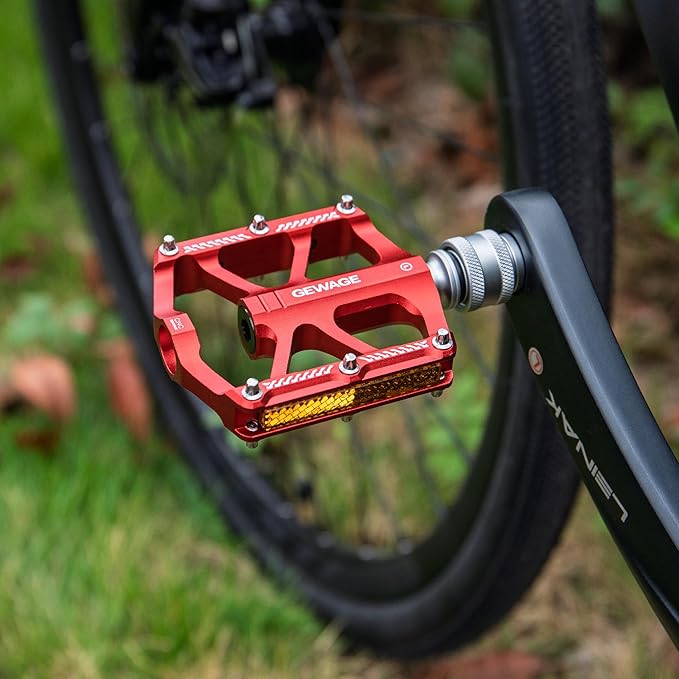 Bike Bicycle Pedals - 9/16” Quick Release Pedals Aluminum Flat Pedals - 3 Bearings Bicycle Pedals with Reflectors for Mountain Road BMX MTB Folding Bike