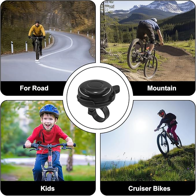 2 Pack Bike Bells for Adults, Loud Crisp Clear Sound, Durable Aluminum Alloy, Bicycle Bell for Adult Bikes, Easy to Install Cycling Accessories for Mountain Road and Commuter Safety