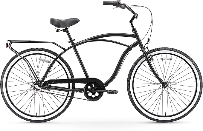 sixthreezero Around The Block Men's Beach Cruiser Bike, Hybrid Bicycle with Rear Rack, Multiple Speed and Color Options