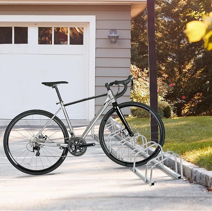 ZENY 6 Bike Rack Bicycle Floor Parking Stand for Mountain Bike Road Bike Indoor Outdoor Garage, Adjustable Bicycle Storage Organizer Stand