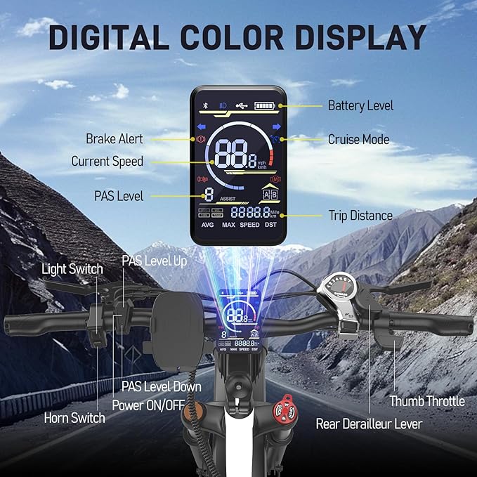 EDIKANI 26" Electric Bike for Adults, Peak 1500W 34MPH Fast E Bike for Men, 100 Miles Fat Tire Ebike for Adults Electric with 864WH/1104WH Removable Battery, UL E Bicycle with Brake Light