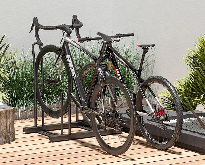 CXWXC 3/5 Bikes Stand Rack - Bike Storage Parking Racks Indoor/Outdoor - Bicycle Stand Garage for Parking Mountain Road Hybrid Bike, Fits Wheels up to 2.4" (on floor for 2 bikes)