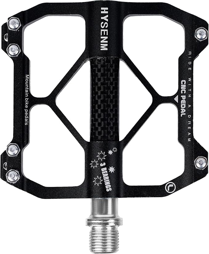 HYSENM Mountain Bike Pedals Aluminum 9/16 Inch MTB Bicycle Pedals Wide Platform Flat Pedals, Lightweight Non Slip Bike Pedals Road Bike Adult