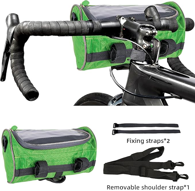 Bike Handlebar Bag with Touchscreen, Waterproof Bicycle Front Bag for Phone Storage, Compact Handlebar Pouch for Road, Mountain & Electric Bikes