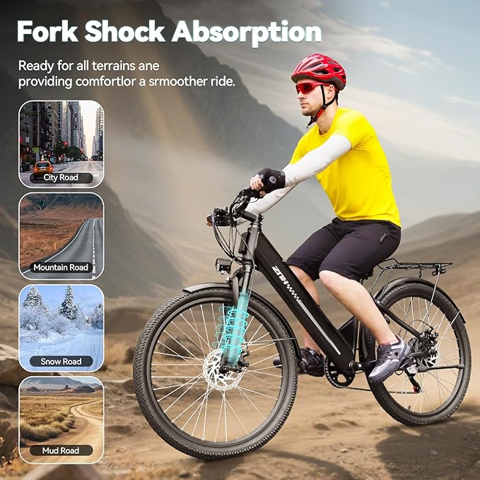 ZNH 750W|1000w Electric Bike for Adults, 48V 13Ah Removable Battery, 26" Electric Mountain Bike, Up to 60 Miles, 7-Speed Ebike, Hydraulic Suspension, LCD Display, UL2849 Certified, TUV