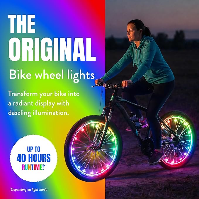 Activ Life 2-Tire Pack LED Bike Wheel Lights with Batteries Included, Get 100% Brighter and Visible from All Angles for Ultimate Safety and Style
