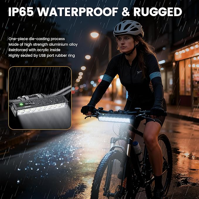 VASTFIRE 17 LED Bike Lights, Super Bright Bicycle Light for Night Riding, USB Rechargeable Bike Headlight and Taillight, Waterproof Wide Beam Bike Front Light with Digital Power Display