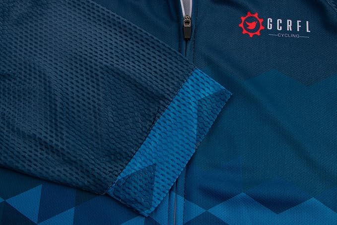 GCRFL Men's Cycling Jersey Short Sleeve Biking Shirt with 3 Rear Pockets + Zipper Pocket Breathable Quick Dry Bicycle Jersey