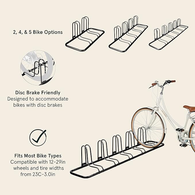 Retrospec Stash Rack 2, 4 & 5 Bike Floor Stand Bicycle Storage Organizer for Mountain Bike, Road Bike, Weather Resistant Fine Powder Steel Coating Fits Wheels up to 3" | for Mountain Bike, Road Bike, Weather Resistant, Fits Wheels up to 3"