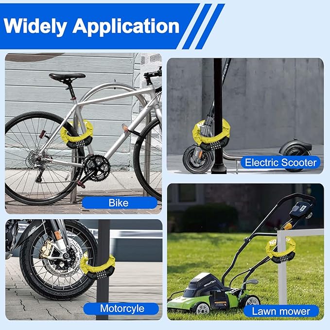 NDakter Bike Lock, 5 Digit Combination Heavy Duty Anti Theft Bicycle Chain Lock, 2.62/3.2/4.27/5/6Ft Long, High Security Resettable, Suitable for Bike, Scooter, Door, Gate, Fence-4/6mm Thick
