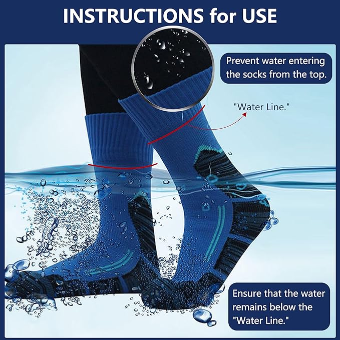RANDY SUN Waterproof Socks, Unisex Cycling/Hunting/Fishing/Running Ankle Socks 1&2 Pair