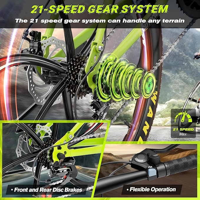Betterland 26 Inch Adult Folding Mountain Bike, 21 Speeds Full Suspension Foldable Bikes, Dual Disc Brake, High Carbon Steel Frame Bicycle for Men Women