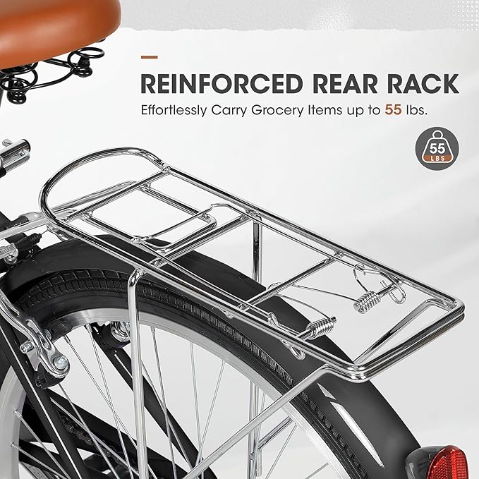 Outroad Comfort Bike for Women, 24/26 Inch Commuter Bicycle for Adult Men and Women, High-Carbon Steel Comfortable City Bikes with Rear Rack or Basket
