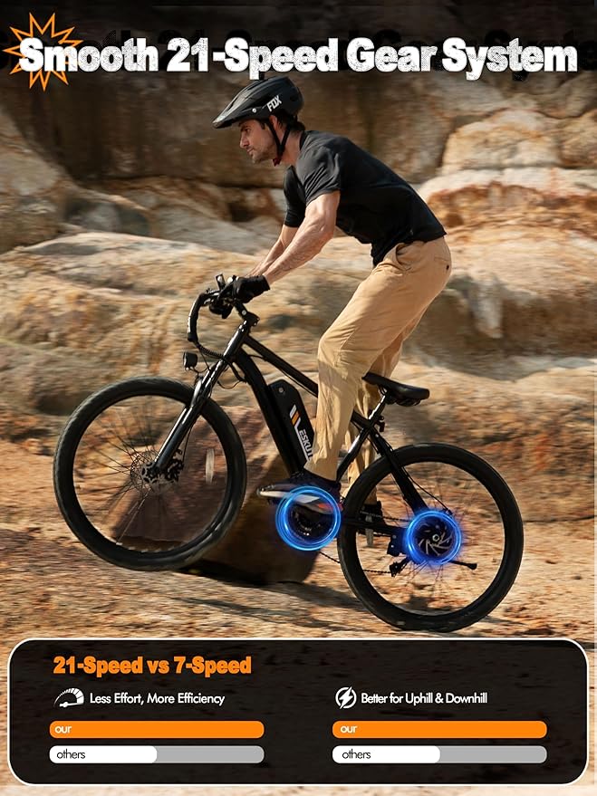 M200 Electric Bike for Adults – 21-Speed Gear 27.5" Mountain E-Bike, 1200W Peak Brushless Motor 28MPH, 48V 10.4Ah&13Ah Removable Battery, Up to 55-65 Miles Range, Step Over Commuter E-MTB, NFC Unlock