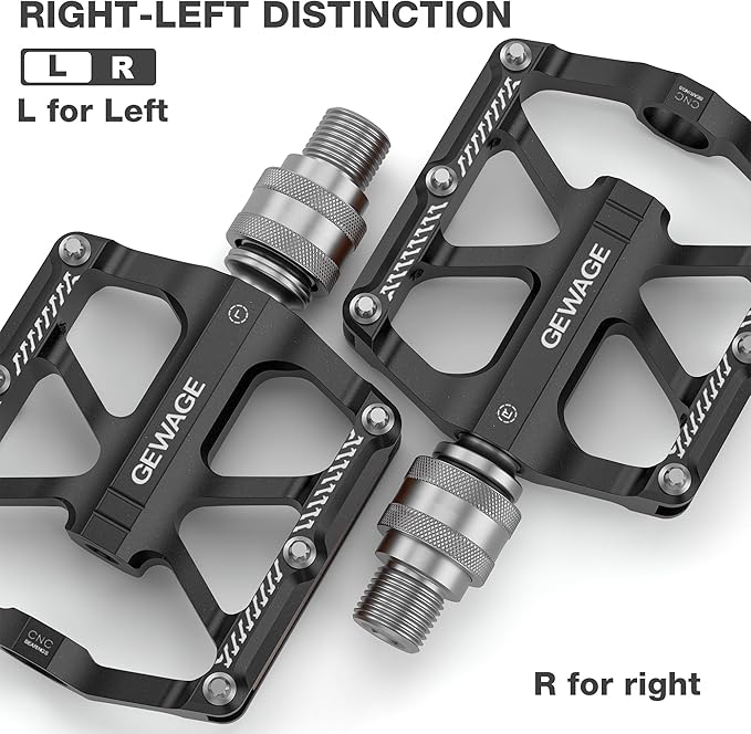 Bike Bicycle Pedals - 9/16” Quick Release Pedals Aluminum Flat Pedals - 3 Bearings Bicycle Pedals with Reflectors for Mountain Road BMX MTB Folding Bike