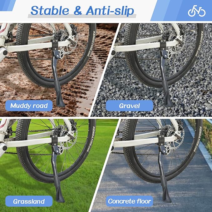 ROADNADO Bicycle Kickstand for Adult Bikes 24-29 inch Adjustable Bike Kickstand High Load-Bearing Anti-Slip Aluminum Alloy Bike Kick Stands for 451C/650C/700C MTB/Road Bike/City Bike Black