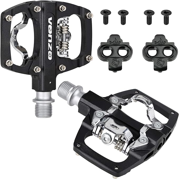Venzo Multi-Use Compatible with Shimano SPD Mountain Bike Bicycle Sealed Clipless Pedals - Dual Platform Multi-Purpose - Great for Touring, Road, Trekking Bikes - Size: 85 x 80 mm = 3.3 x 3.1 inch