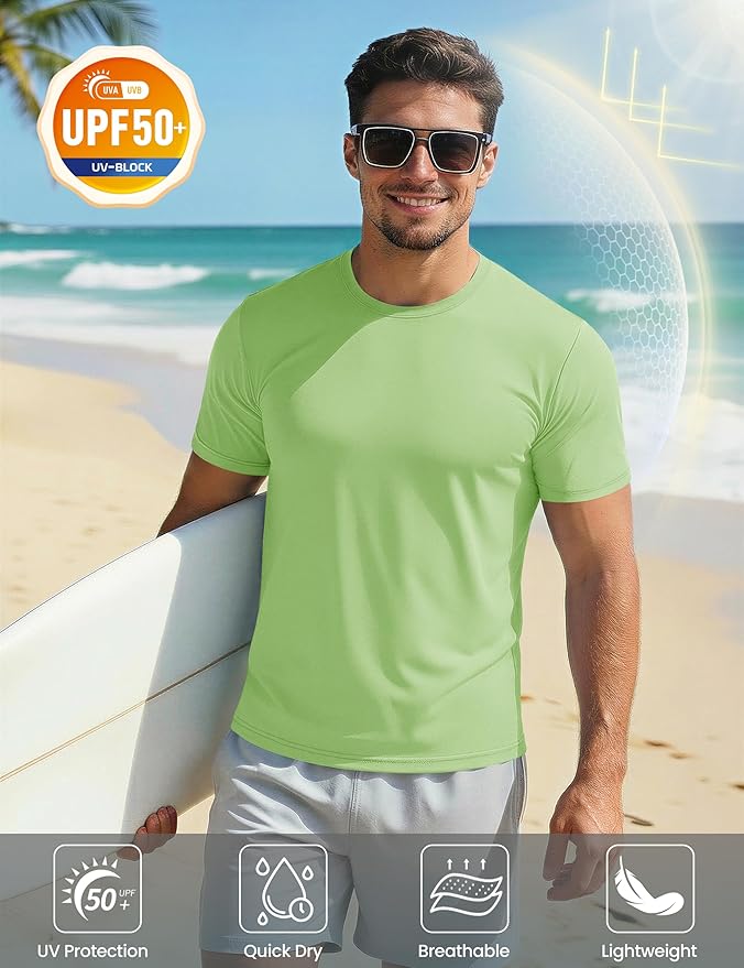 MAGCOMSEN Men's Short Sleeve UPF 50+ T-Shirt Quick Dry Workout Athletic Running Swim Tops Tee Rash Guard Performance Shirts
