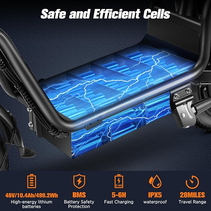Electric Scooter Adults, 1300W/900W Peak Motor, Electric Scooter with Seat, 48V 13Ah/10.4Ah Battery, 14" Tires, 35/28 Miles Range, 20 MPH, 330 LBS Load, Dual Braking