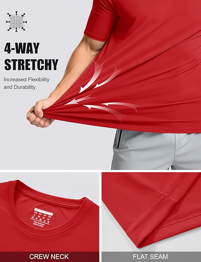 MAGCOMSEN Men's Short Sleeve UPF 50+ T-Shirt Quick Dry Workout Athletic Running Swim Tops Tee Rash Guard Performance Shirts