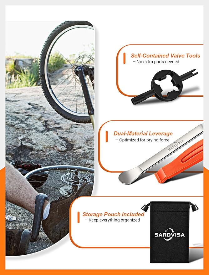 Bike Tire Levers| Ultra Strong Tire Levers & Stainless Steel Tire Spoons, Bike Tire Removal Tool for Road or Mountain Bike Tires, Must Have Bike Tire Tool in Bike Tire Repair Kit
