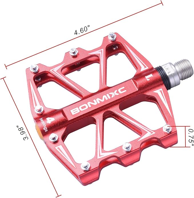 Mountain Bike Pedals 9/16" Alloy Lightweight MTB Pedals Sealed Bearing Flat Road Pedals